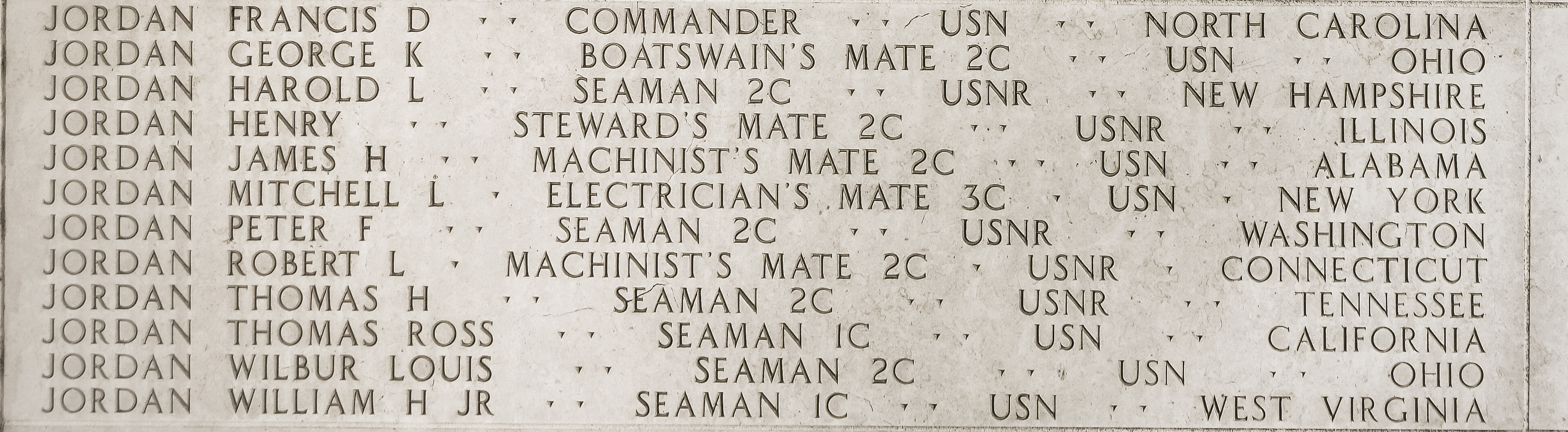 William H. Jordan, Seaman First Class